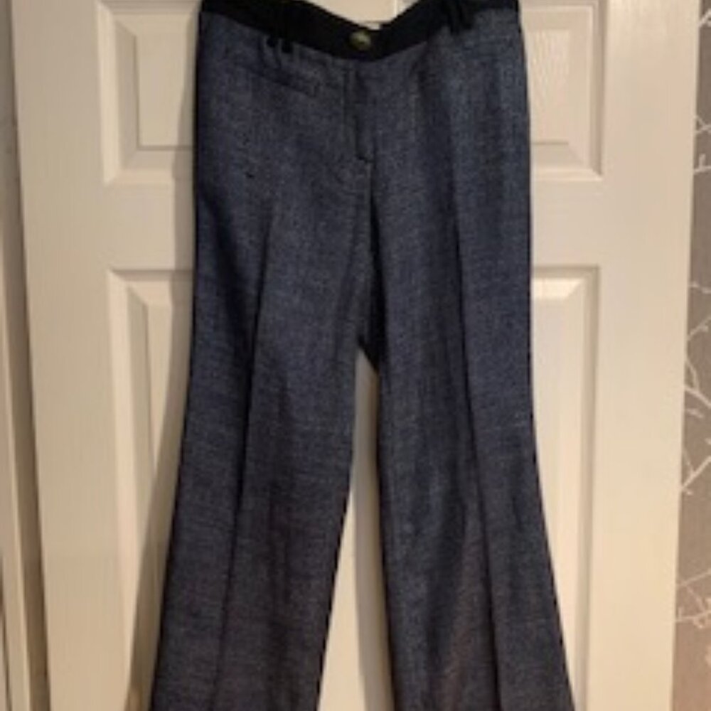 Blue Shimmer Trousers with Black Waistband